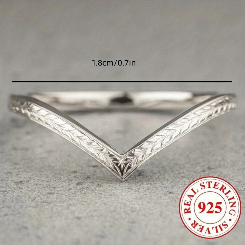 925 Sterling Silver V Shaped Arrow Ring for Women